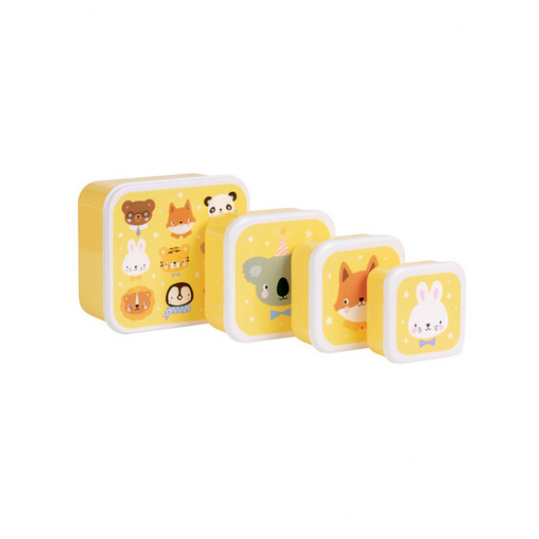A little lovely company Σετ 4 δοχεία φαγητού Lunch & Snack Box Animal Friends SBSEAF81
