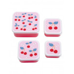 A Little Lovely Company Σετ 4 Δοχεία Φαγητού Lunch & Snack Box -Cherries SBSECH82