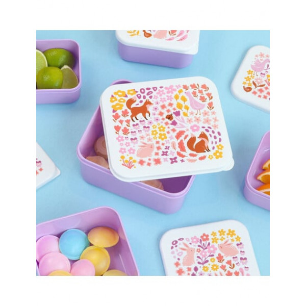 A Little Lovely Company Σετ 4 Δοχεία Φαγητού Lunch & Snack Box -Flower Garden SBSEFG83