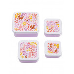 A Little Lovely Company Σετ 4 Δοχεία Φαγητού Lunch & Snack Box -Flower Garden SBSEFG83