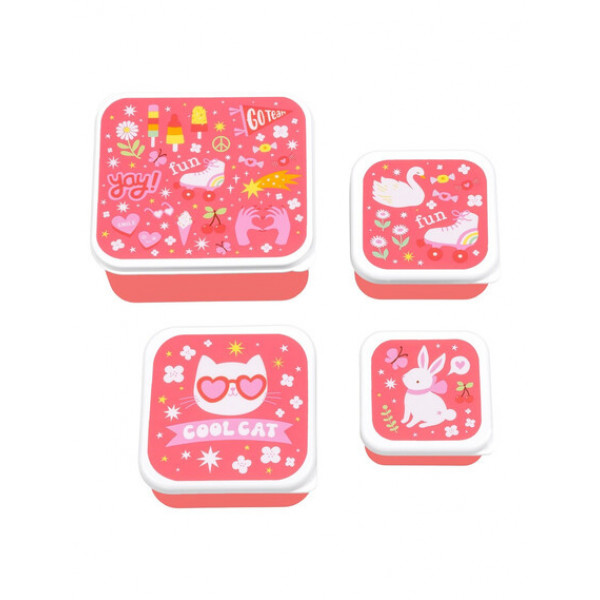 A little lovely company: Σετ 4 δοχεία φαγητού Lunch & Snack Box - Fun SBSEFU75
