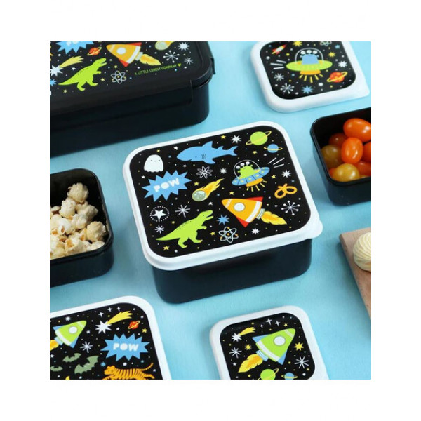A little lovely company Σετ 4 δοχεία φαγητού Lunch & Snack Box - Galaxy SBSEGA74