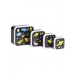 A little lovely company Σετ 4 δοχεία φαγητού Lunch & Snack Box - Galaxy SBSEGA74