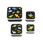 A little lovely company Σετ 4 δοχεία φαγητού Lunch & Snack Box - Galaxy SBSEGA74