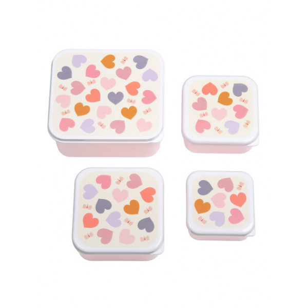A little lovely company Σετ 4 δοχεία φαγητού Lunch & Snack Box Hearts SBSEHE84