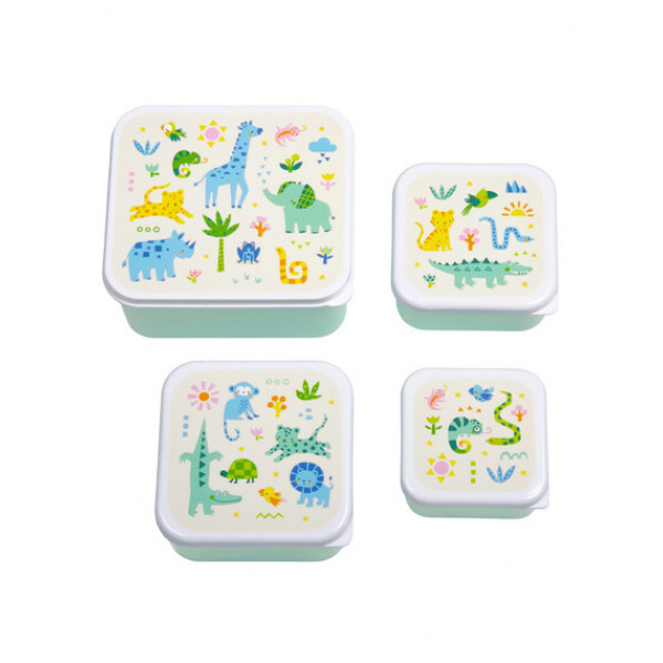 A little lovely company Σετ 4 δοχεία φαγητού Lunch & Snack Box -Jungle SBSEJUMI87