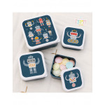 A little lovely company Σετ 4 δοχεία φαγητού Lunch & Snack Box Robots SBSERO86 A little lovely company Σετ 4 δοχεία φαγητού Lunch & Snack Box Robots SBSERO86
