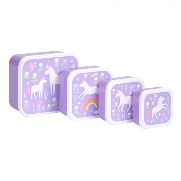 A little lovely company Σετ 4 δοχεία φαγητού Lunch & Snack Box Unicorn Dreams SBSEUD73
