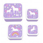 A little lovely company Σετ 4 δοχεία φαγητού Lunch & Snack Box Unicorn Dreams SBSEUD73