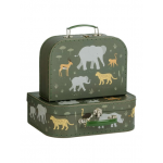 A Little Lovely Company Βαλιτσάκια σετ 2 τμχ  Savanna SCSAGR24 A Little Lovely Company Βαλιτσάκια σετ 2 τμχ  Savanna SCSAGR24