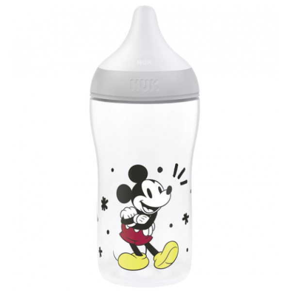 Nuk Μπιμπερό Perfect Match 3m+ Με Μαλακή Θηλή Σιλικόνης Mickey Grey 260ml 216.337