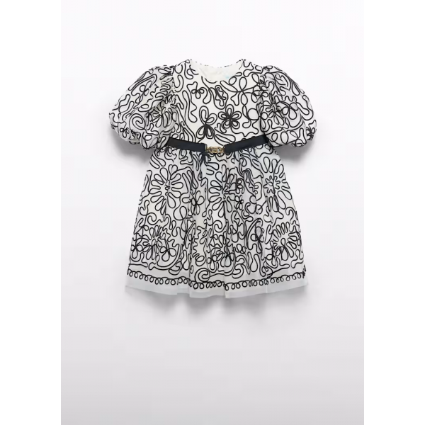 Abel and Lula Φόρεμα κεντητό Κρεμ-Μαύρο 15-05524-002