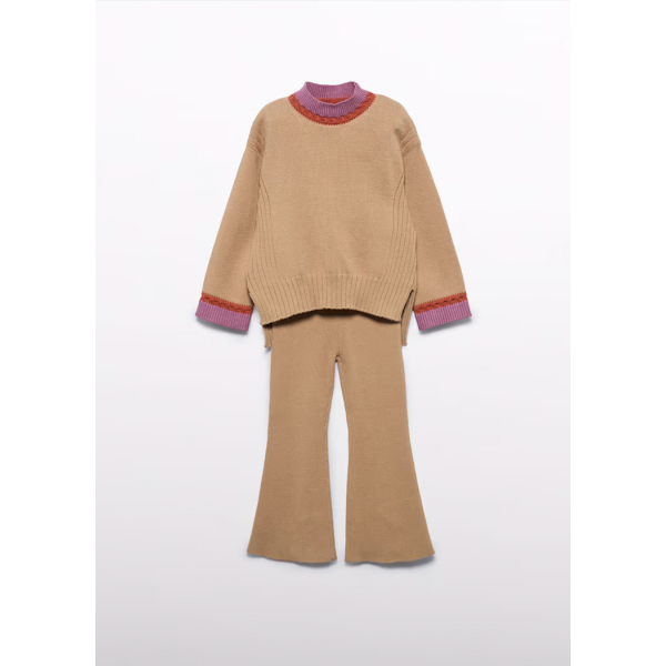 Abel and Lula Σετ παντελόνι πλεκτό καναλέ Καμηλό 15-05732-007