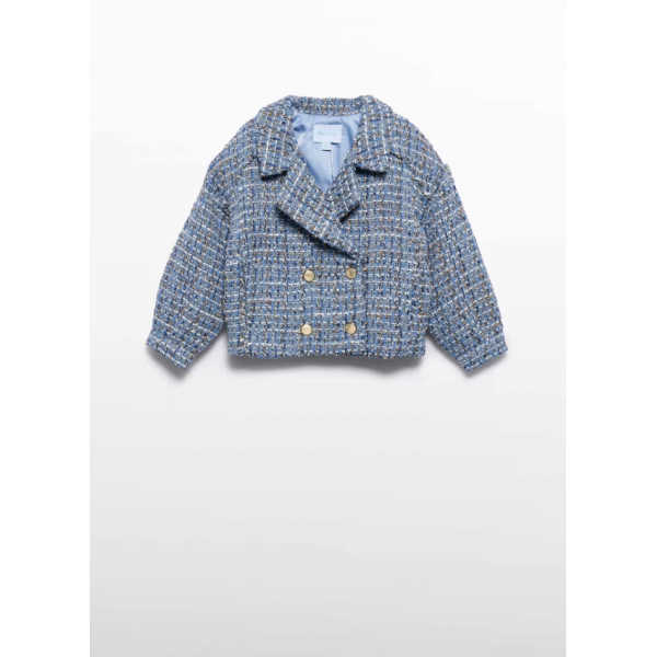 Abel & Lula Παλτό  tweed σταυροκουμπωτό γαλάζιο 15-05841-004