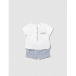 Mayoral Σετ παντελόνι κοντό και πουκάμισο λινό λευκό μπλε-25-01211-060 Mayoral Σετ παντελόνι κοντό και πουκάμισο λινό λευκό μπλε-25-01211-060