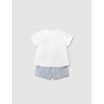 Mayoral Σετ παντελόνι κοντό και πουκάμισο λινό λευκό μπλε-25-01211-060 Mayoral Σετ παντελόνι κοντό και πουκάμισο λινό λευκό μπλε-25-01211-060