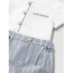 Mayoral Σετ παντελόνι κοντό και πουκάμισο λινό λευκό μπλε-25-01211-060 Mayoral Σετ παντελόνι κοντό και πουκάμισο λινό λευκό μπλε-25-01211-060