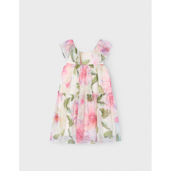 Abel and Lula Φόρεμα γάζα σταμπωτή λουλούδια εκρού-25-05090-001