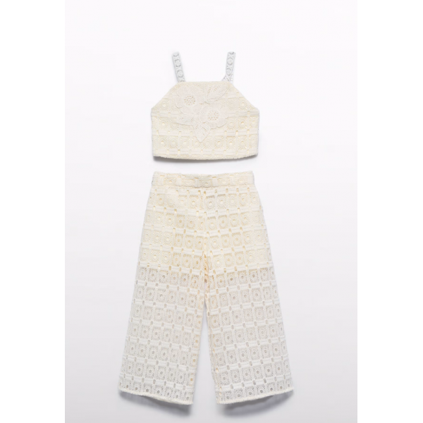 Abel and Lula Σετ παντελόνι πλέξη Εκρού 25-05236-001