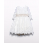 Abel and Lula Φόρεμα τούλι κεντημένο Κρεμ 26-05028-003