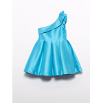 Abel and Lula Φόρεμα μικάδο ασύμμετρο Τιρκουάζ 26-05045-081