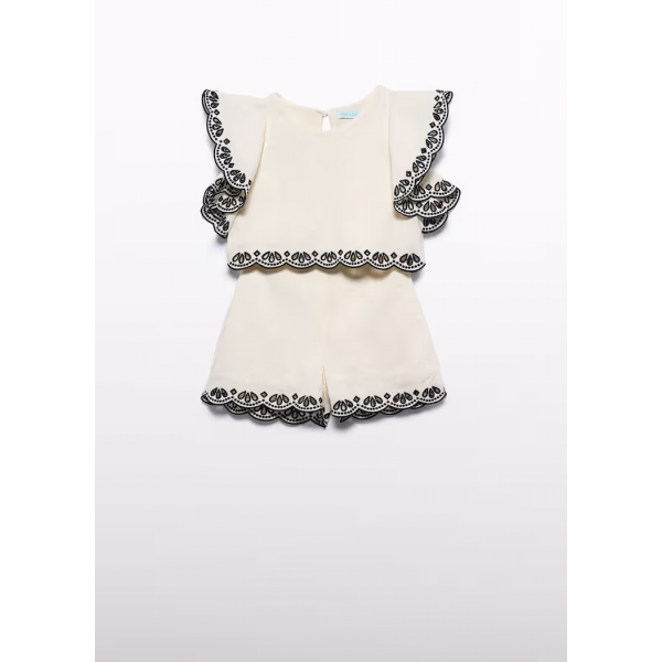 Abel and Lula Σετ βερμούδα κεντημένη κυμματιστή Κρεμ 26-05211-004