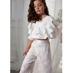 Abel and Lula Σετ παντελόνι culotte γκιπούρ Κρεμ 26-05212-010