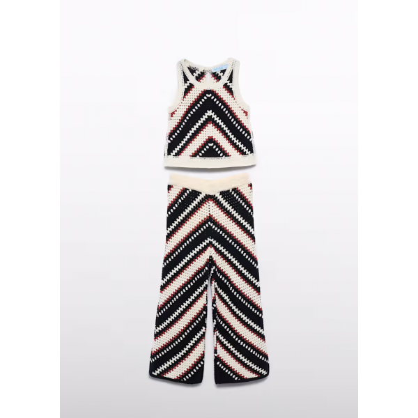 Abel and Lula Σετ παντελόνι μακρύ πλεκτό Κρεμ-Μαύρο 26-05216-006