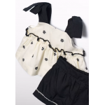 Abel and Σετ κεντημένο λουλούδια Lula Κρεμ-Μαύρο 26-05270-006