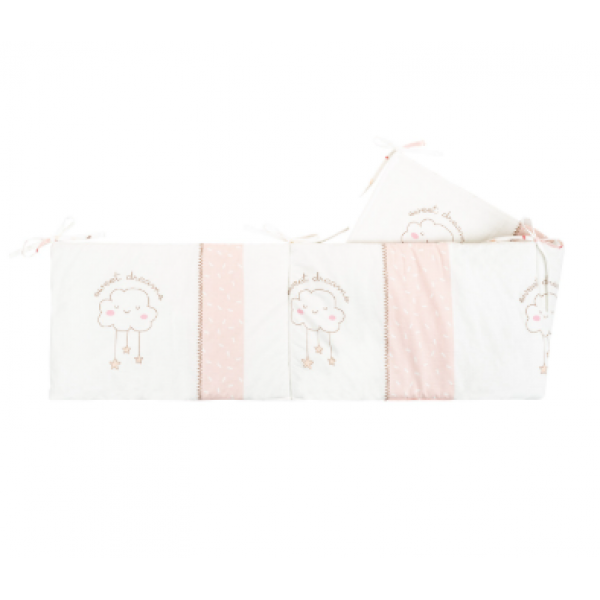 KikkaBoo Πάντα Κούνιας Hippo Sweet Dreams Λευκό Ροζ 35x180cm 41101080036