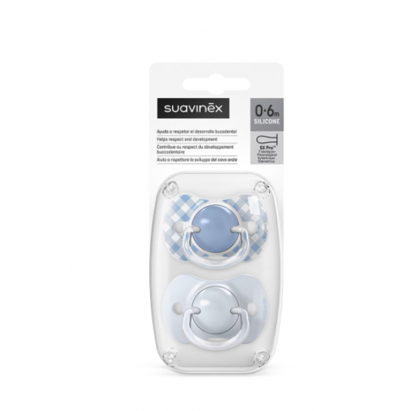 Suavinex Πιπίλα Φυσιολογική SX PRO Σιλικόνης 0-6μ Wild & Free Blue 2τεμ BR79902