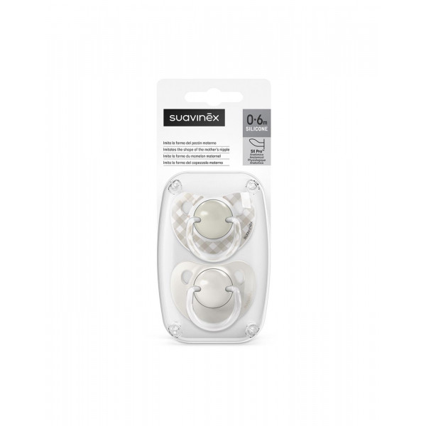 Suavinex Πιπίλα Ανατομική SX PRO Σιλικόνης 0-6μ Wild & Free Beige 2τεμ BR79905