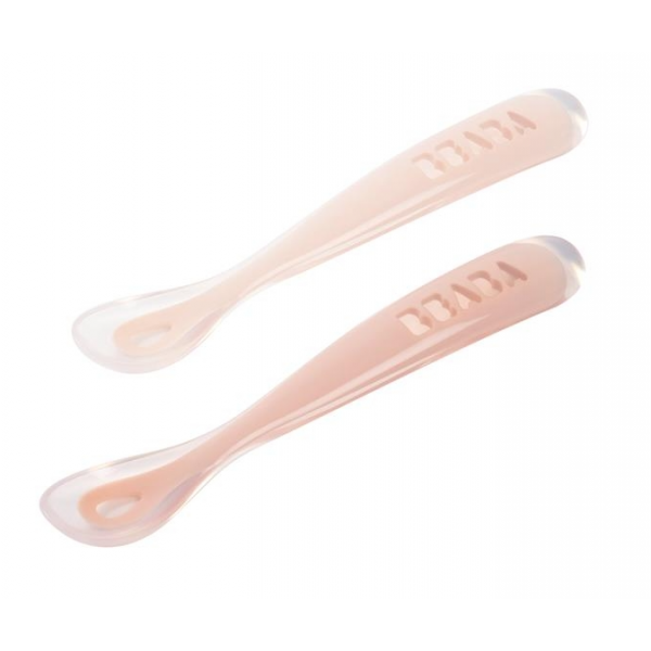Béaba Κουτάλι σιλικόνης 1st age  με κουτί μεταφοράς Cotton candy/Sorbet duo BR79944