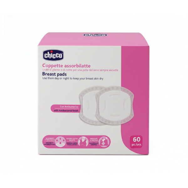 Chicco Αντιβακτηριακά Επιθέματα Στήθους με Κυψελωτή Υφή 60 τμχ  J62-61773-10