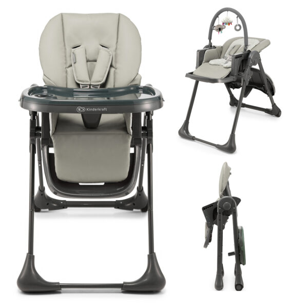 Kinderkraft Καρέκλα Φαγητού & Ρηλάξ 2-in-1 TUMMIE Grey KHTUMM00GRY0000