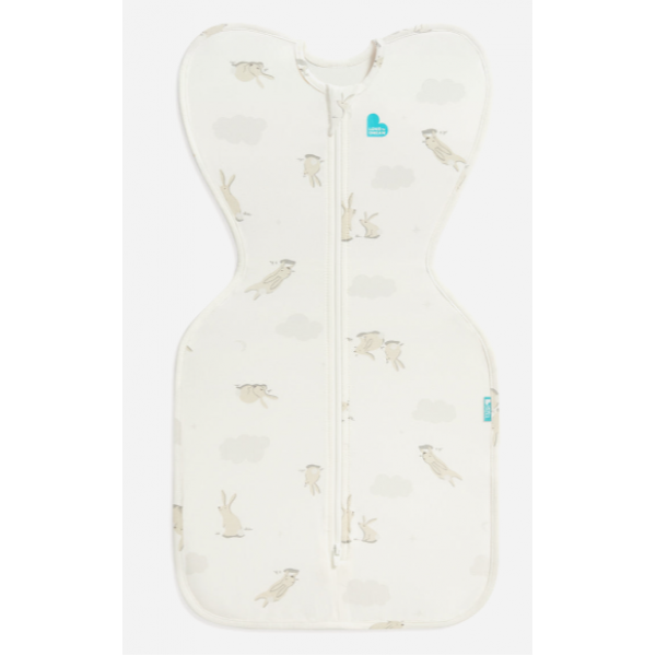 Love To Dream Υπνόσακος 2-σε-1 Swaddle Up 1.0tog  Small 1-3M White Cloud Bunnies L10-WHT-S