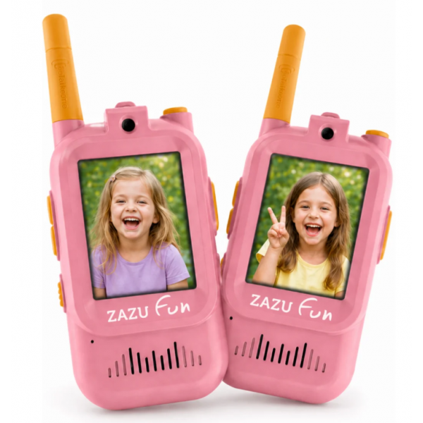 ZAZU Fun Walkie Talkie Παιδικά Επαναφορτιζόμενα με Κάμερα & Βιντεοκλήση – Ροζ ZA-WALKIETALKIE-03