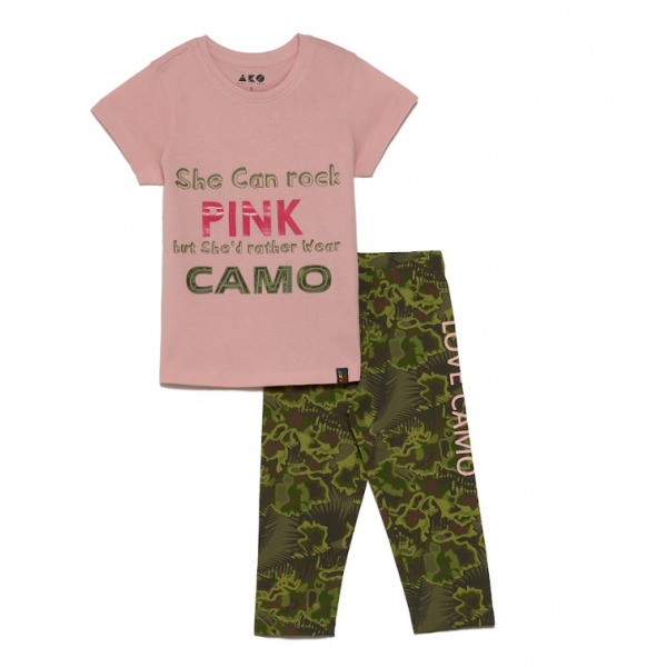 Ako Σετ κοντομάνικο μπλουζάκι με κολάν Love Camo 24-3256248-02