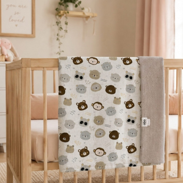 Abo Πικέ κουβέρτα αγκαλιάς 80*80 Forest White 2566-110