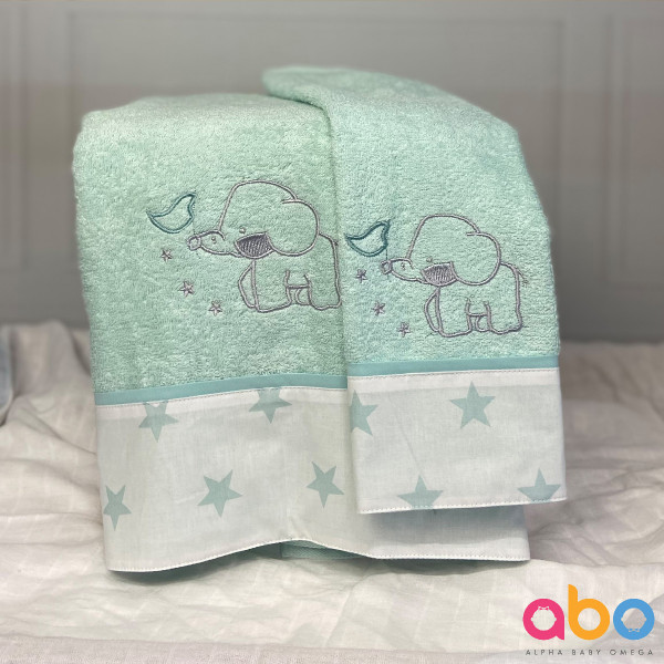 Abo Σετ βρεφικές πετσέτες 2τμχ Elephant 3075-800