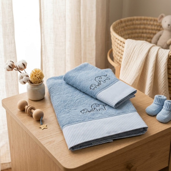 Abo Σετ πετσέτες 2τμχ Elephant Blue 3084-500