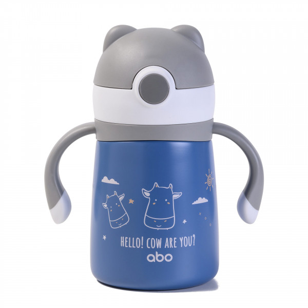 Abo Παγούρι Θερμός 300 ml Με Μαλακό Καλαμάκι Hello! Cow Are You? 313405