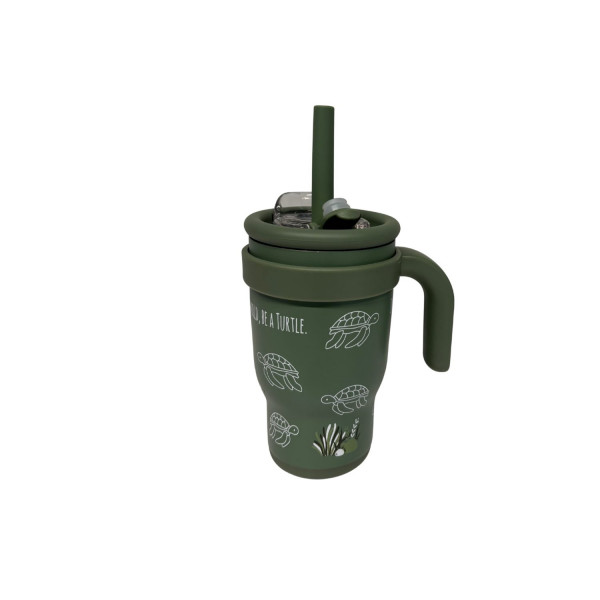 Abo Ανοξείδωτο Μπουκάλι-Θερμός 350ml με Χερούλι & Καλαμάκι – IN A FAST WORLD BE A TURTLE  314703