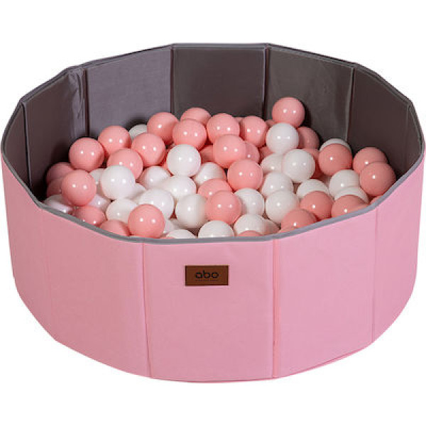 Abo Αναδιπλούμενη πισίνα με μπαλάκια ροζ- λευκά 3160-410