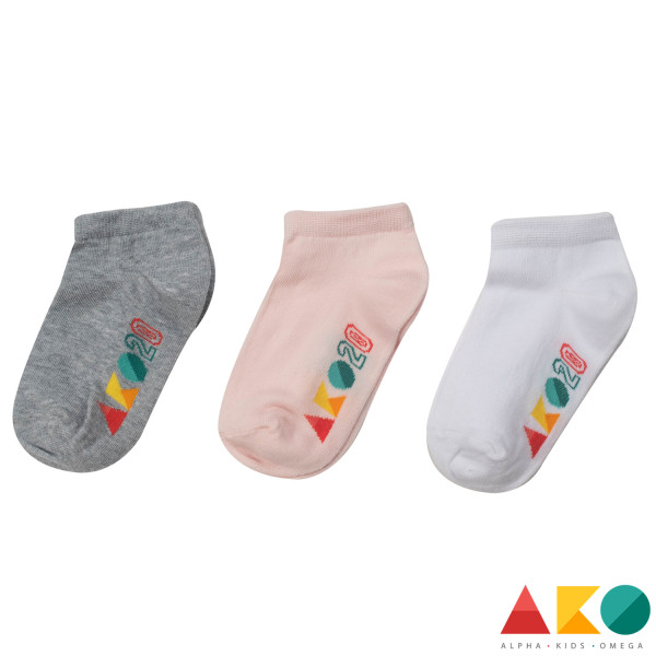 Ako Παιδικές κάλτσες 3τμχ σοσονάκια Ροζ-λευκό-γκρί 32525-07