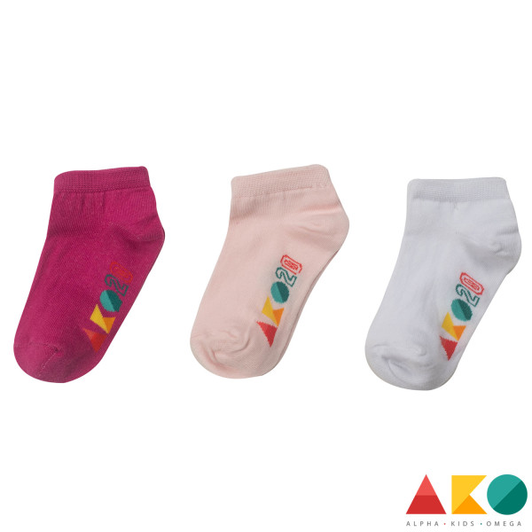 Abo Παιδικές κάλτσες 3τμχ σοσονάκια Ασπρο-Ροζ-Φουξια 32525-08