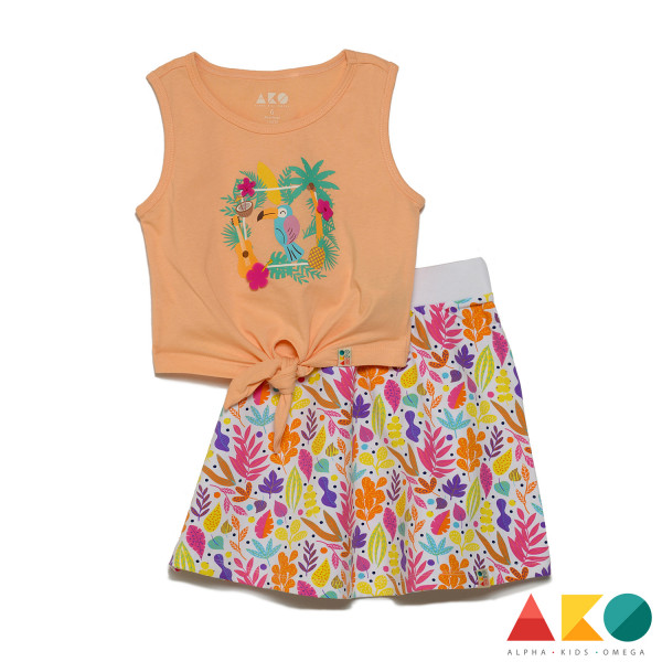 Ako Σετ αμάνικο μπλουζάκι με φούστα Tropical 24-3256255-01