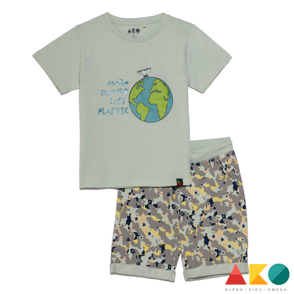 Ako Σετ κοντομάνικο μπλουζάκι με βερμούδα More planet less plastic 24-3356253-02