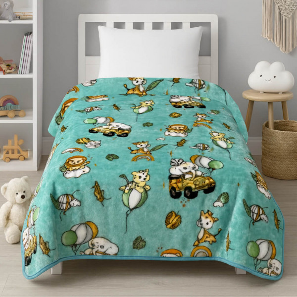 Astron Παιδική Κουβέρτα Βελουτέ Μονή 150x220cm Happy Zoo 2823
