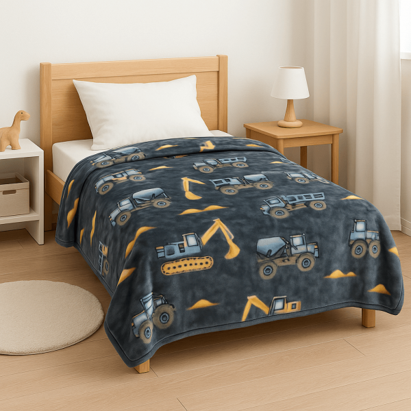 Astron Παιδική Κουβέρτα Βελουτέ Μονή 150x220cm Trucks 2826